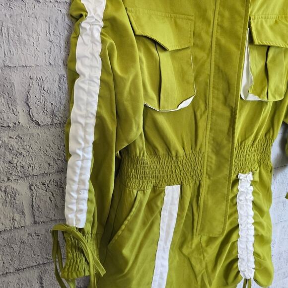 AKIRA The Truth Chartreuse Ruched Utility Romper NWT Small - Picture 5 of 16